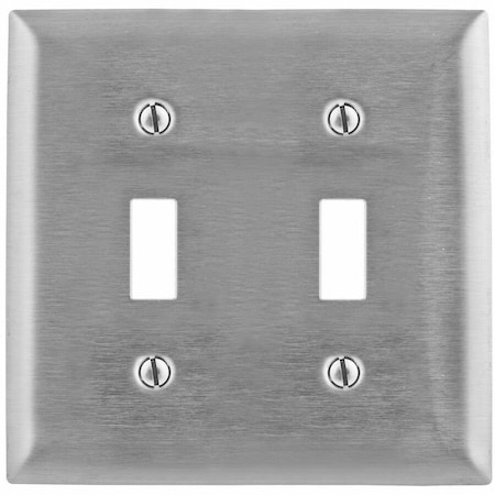 Hubbell Wiring Device-Kellems Screw Mount, Number of Gangs: 2-Gang Stainless Steel, Type 302/304 SS2C