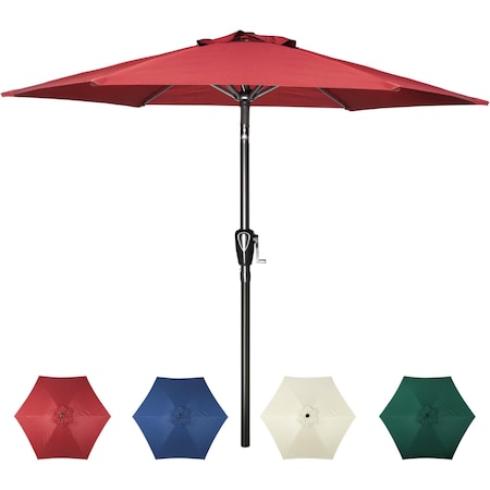 Simple Deluxe 7.5' Patio Umbrella Outdoor Table Market Yard Umbrella with Push Button Tilt/Crank, 6 Sturdy Ribs f LGBRLA7RED