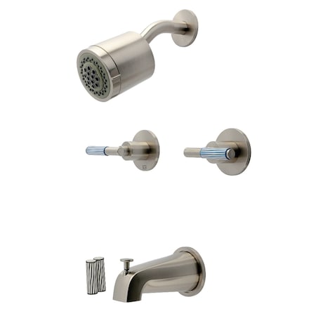 Kingston Brass Double-Handle Tub and Shower Faucet, Brushed Nickel KBX8148KPS