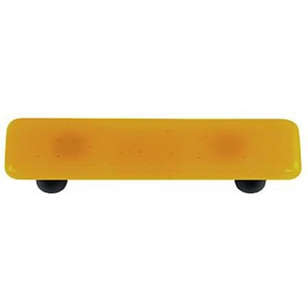 Palacedesigns Medium Amber Rectangle Glass Cabinet Pull - Black Post PA883569