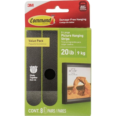 Command 20 Lb. Black Picture Hanging Strips 8 Pairs 17217BLK-8ES