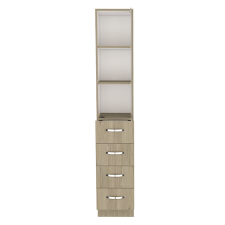 Homeroots 12" Natural Wood Freestanding Bathroom Vanity And Four Drawers 543621