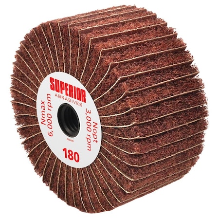 Superior Abrasives SATIN DUPLEX UNMOUNTED FLAP WHEEL ANGLE GRINDER HEAVY DUTY AO 4 X 2 X 5/8-11 FEMALE THREAD 100 GRIT A010170
