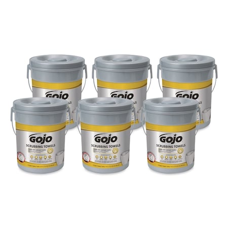 Gojo Scrubbing Towels, Hand Cleaning, Silver/Yellow, 10 1/2x12, 72/Bkt, 6 PK 6396-06