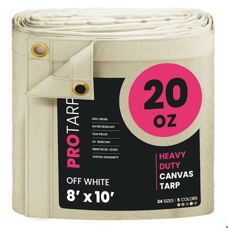 Protarp 8 ft. x 10 ft., 20 Oz, Off White, Polyester PT-404-8X10