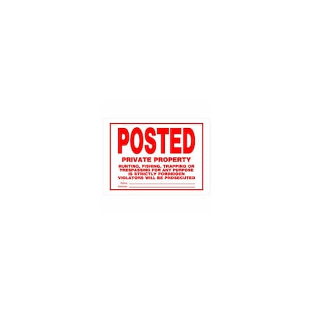 Hillman Sign English White Private Property 10" H X 14" W 840159