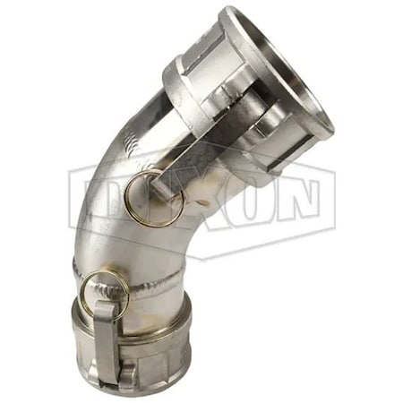 Dixon 45Deg Cam and Groove Elbow, 3 in, Female Coupler, 316 SS, Domestic 300DD-45SS