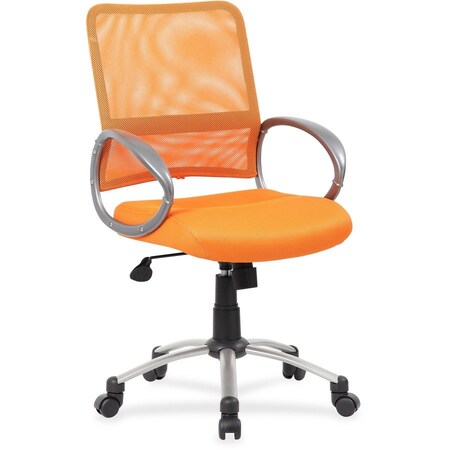 Boss Office Products Boss Mesh Back Office Chair with Arms - Fabric - Mid Back - Orange B6416-OR