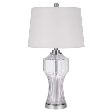 Homeroots 26" Clear Glass Table Lamp With White Empire Shade 524745