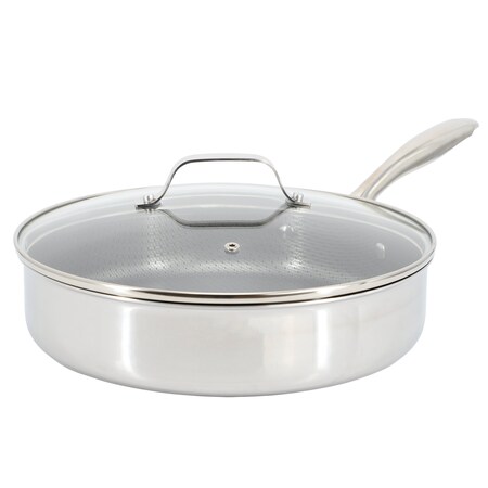 Oster Modessa 4.5 Quart Nonstick Triply Stainless Steel Saute Pan with Honeycomb Design in Silver 143060.02