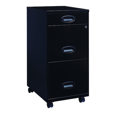 Space Solutions 14.25 in W 3 Drawer Mobile Vertical File Cabinet, Black 17427