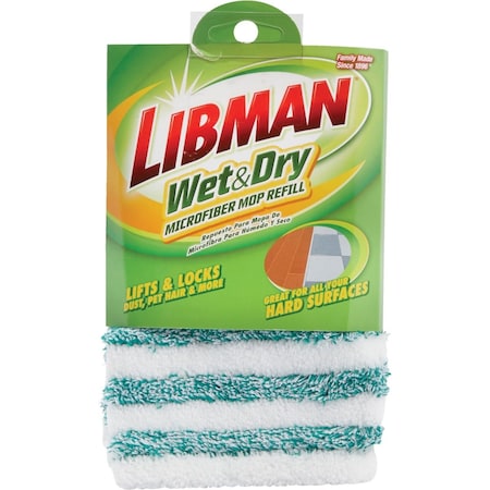 Libman 6.5'' W. x 18'' L. Microfiber Wet & Dry Mop Bonnet Refill 119