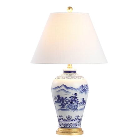 Jonathan Y Zhou 26.5" Ceramic/Iron Traditional Cottage LED Table Lamp, Blue JYL6610A