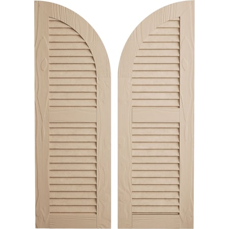 Ekena Millwork Sandblasted 2 Equal Louver w/Quarter Round Arch Top Faux Wood Shutters, 18W x 72H, 54 Low Side, PR SHULVQ18X72SDPR