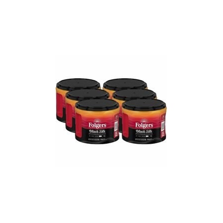 Folgers Ground Black Silk Coffee, Dark, 22.6 oz Per Canister, Ground, Black Silk, 6PK 30439