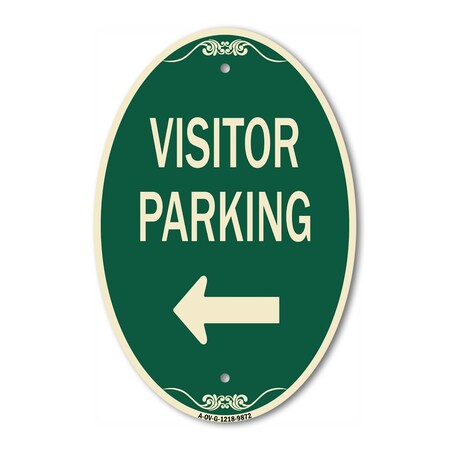 Signmission Visitor Parking 1, 12 Inch X 18 Inch Architectural Oval, Heavy Gauge Aluminum A-OV-G-1218-9872