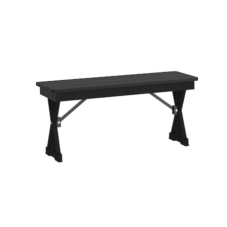 Flash Furniture HERCULES 40in x 12in Black Antique Solid Pine Farmhouse Folding Bench w/Foldable Locking X-Legs XA-B-40X12-XLEGS-BW-GG