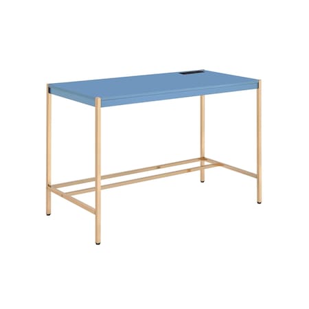 Homeroots 42" Navy Blue and Gold Writing Desk 491506