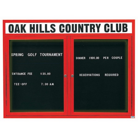 Aarco Illuminated Outdoor Enclosed Directory w/ Al Frame Header, Powder Coated Red, 48''Hx60''W OADC4860HIR