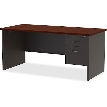 Hirsh Desk Pedestal, 30 in D X 29 1/2 in H, 66 in W X Steel, Charcoal/Mahogany 20538