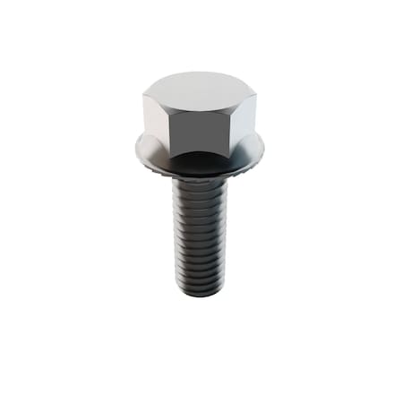 Zoro Select Not Graded, 5/16"-18 Serrated Flange Bolt, Plain Stainless Steel, 1 in L, 50 PK 32-SFH-31C-100