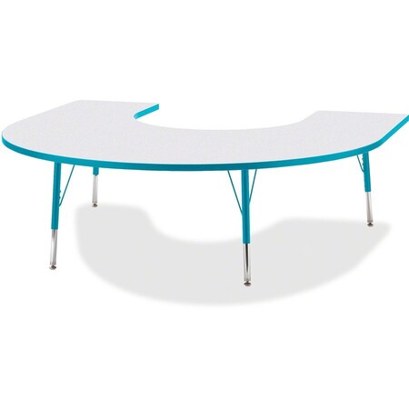 Jonti-Craft Berries Horseshoe Activity Table, 66 in. x 60 in., E-height, Freckled Gray/Teal/Gray 6445JCE005