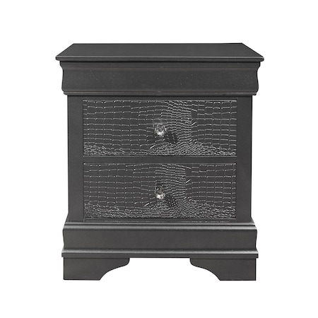 Homeroots 24" Gray Wood Shagreen Two Drawer Nightstand 478604