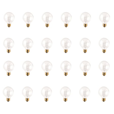 Bulbrite Incandescent Dimmable 40W Globe G25 Light Bulbs, Medium E26 Screw Base, 2700K, 24PK 861047
