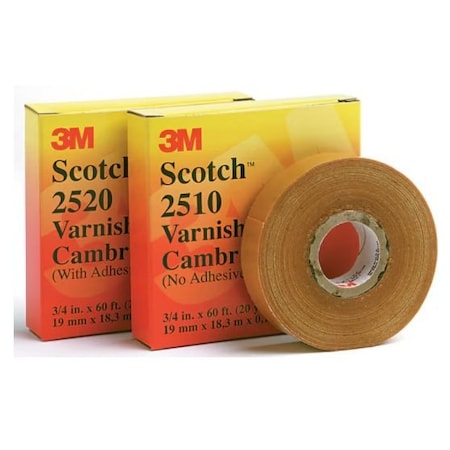 3M Scotch Varnished Cambric Tape 2510, 1 In X 36 Yd Yellow, 36PK 2510-1X36YD-K