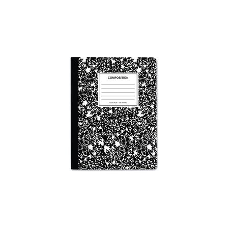 Universal Comp Book, 4 sq/in Quadrille, Black Marble, 9.75 x 7.5, 100 Sheet, 6PK UNV20957