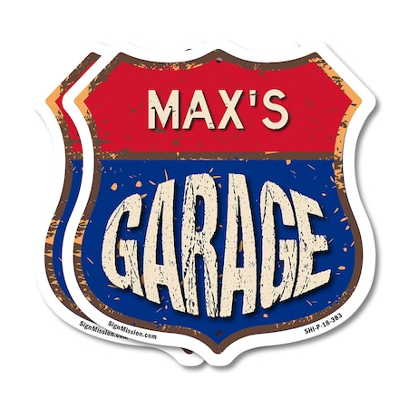 Signmission Max's Garage, 18 inch X 18 inch, Plastic Sign, 2PK SHI-P-2PACK-18-383-MAX