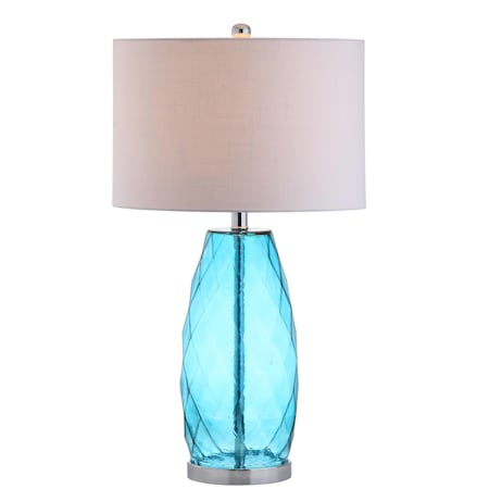 Jonathan Y Juliette 26.5" Glass/Metal LED Table Lamp, Moroccan Blue JYL4009B