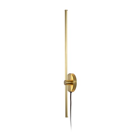 Jonathan Y Anton 27.25" 1-Light Modern Minimalist Iron Adjustable Bar Integrated LED Plug-In Sconce, Brass Gold JYL7136B