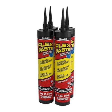 Flex Seal Flex Paste Black 9 oz Cartridge, 4PK PFSBLKR10