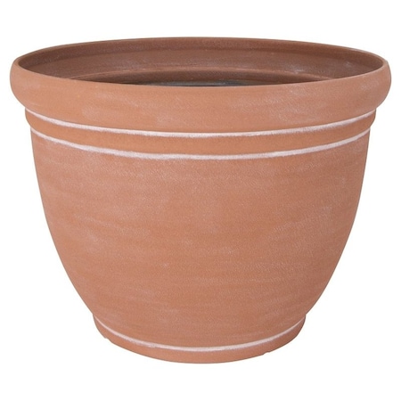 Landscapers Select Planter, 18 in Dia, 13-3/4 in H, Round, Resin, Terra Cotta, Terra Cotta PT-S060