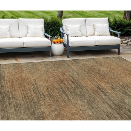Homeroots 8' X 10' Terra Cotta Brown And Copper Abstract Washable Indoor Outdoor Area Rug 587233