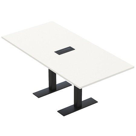 Skutchi Designs 6 Person Conference Table With Power Unit | 6' Rectangular Table | Harmony Series HAR-REC-36x72-T.BK-W960-EBLK