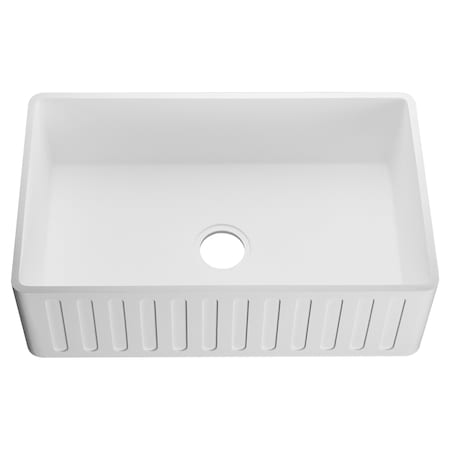 Anzzi Roine 30" White Reversible Apron Front Solid Surface Kitchen Sink K-AZ225-1A