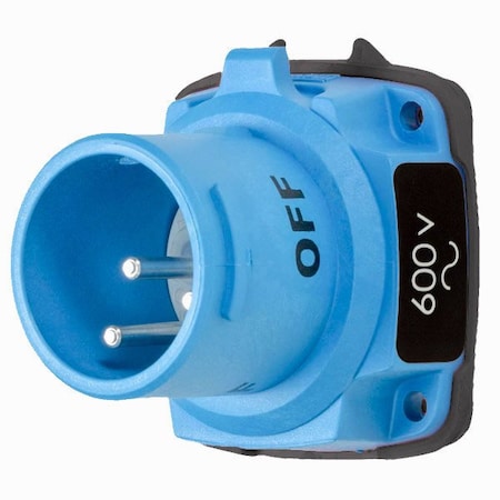 Meltric DSN20 INLET POLY BLUE SIZE 1 TYPE 4X IP 69 2P+G 20 A 600 VAC 60 Hz 63-18142