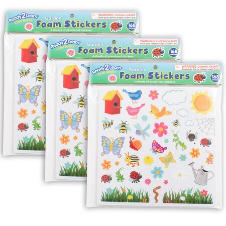 Ready 2 Learn Foam Stickers, Garden, 168-Piece Set, 3PK CE10067