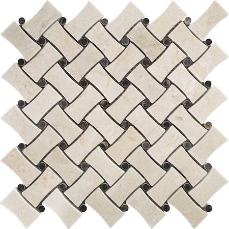 Apollo Tile Beige 11x11 Crema Marfil, Emperador Dark Floor and Wall Mosaic Tile 4.2 sqft/case, 5PK APLVL88B26A