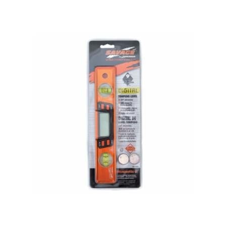 Swanson Tools Savage, Digital Torpedo Magnetic Level, 9 in L, 2 Vials 698-SVT200