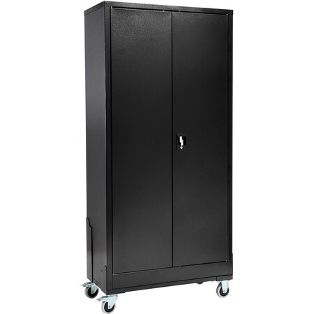Global Industrial Mobile EZ Assemble Storage Cabinet, 36"W x 18"D x 78-1/2"H, Black 361872BKDLY