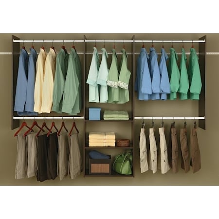 Easy Track Deluxe Starter Closet, 48 to 96 in W, 84 in H, 3-Shelf RB1460-T