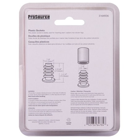 Prosource Furniture Socket, Plastic, Black FE-S806-PS