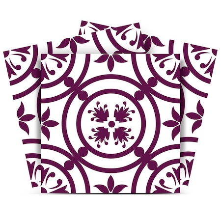 Homeroots 8" X 8" Merlot Lisa Removable Peel and Stick Tiles 400394