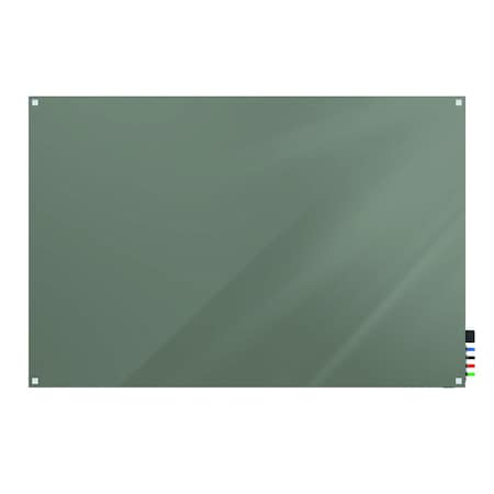 Ghent Harmony Glassboard w/ Standoffs, Non-Magnetic, Square Corners, 2'H x 3'W, Smoke HMYSN23SK