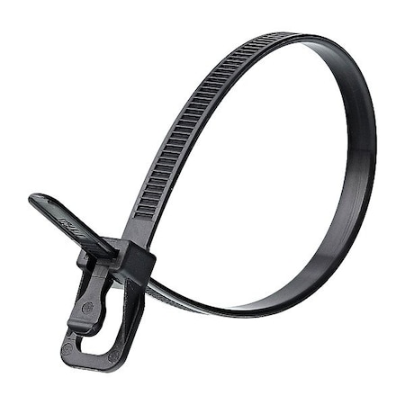 Retyz Reusable Cable Ties, 10 in L, 71 mm Max Bundle Dia., Black, Nylon 6/6, 50 lb Strength, 20 PK EVT-V10BK-HA