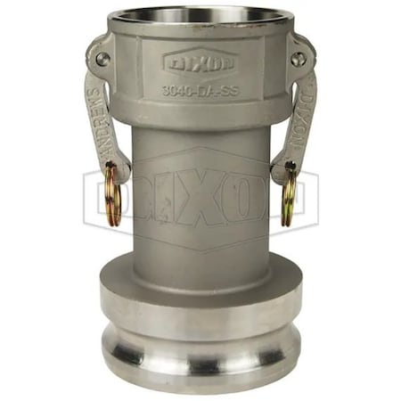 Dixon Type DA Cam and Groove Reducing Coupler, 4 x 3 in Nominal, Coupler x Adapter End Style, 316 SS 3040-DA-SS