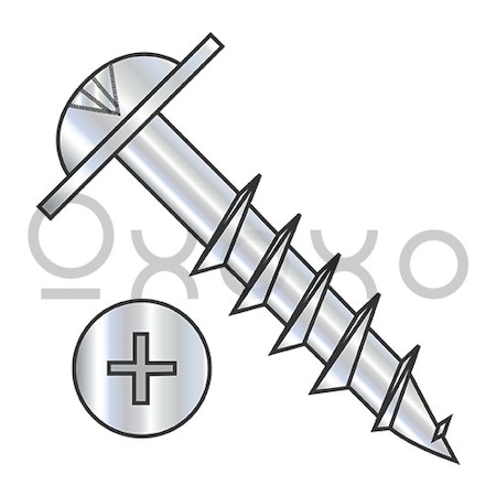Oxoxo 8-11X1 1/2 Phillips Drive Round Washer Head Deep Thread Wood Screw 2/3 Thread Zinc Bake, 4000PK 530372